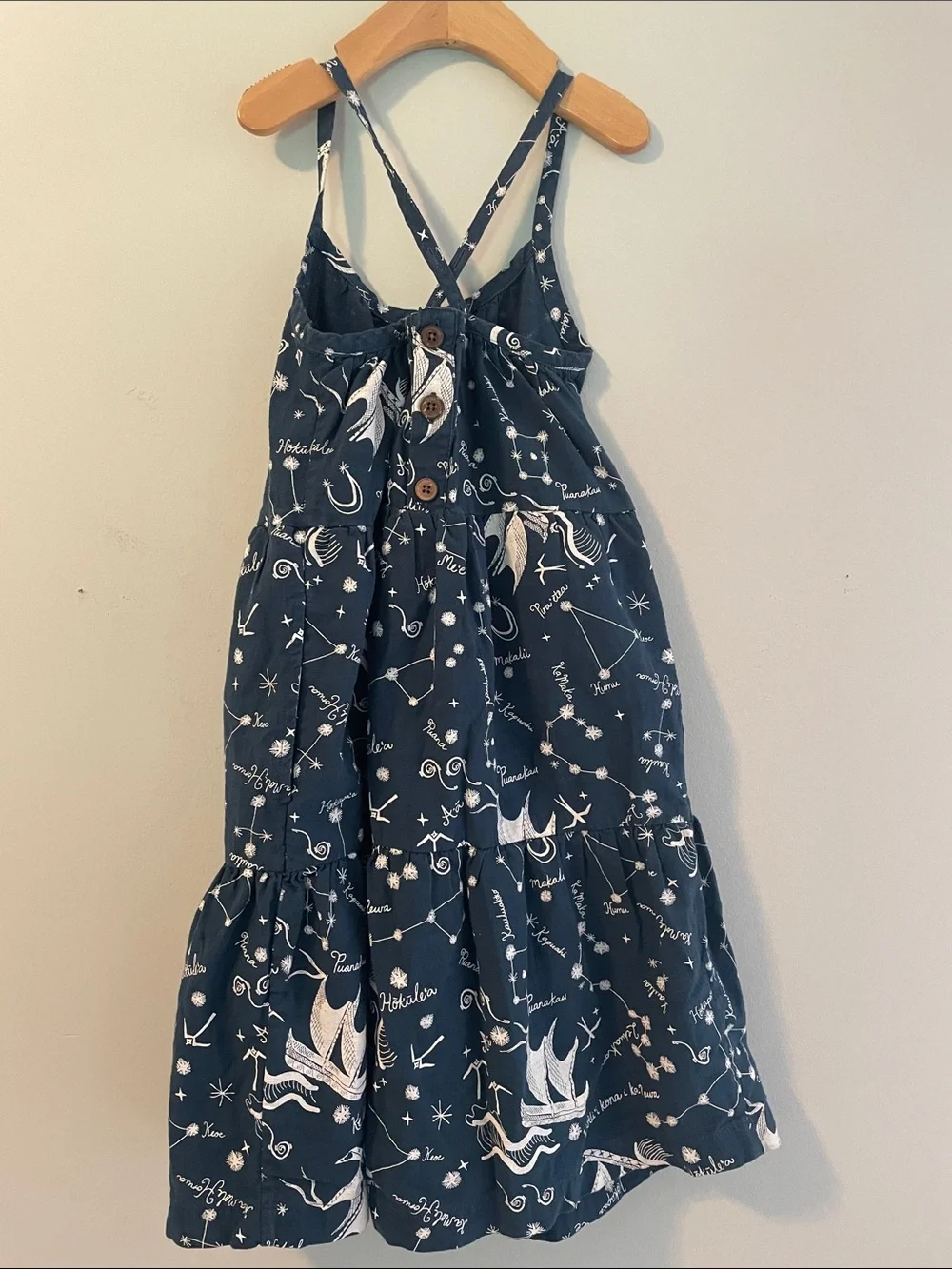 Patagonia pataloha Navy and White Printed Tiered Sundress for Girls. size:S